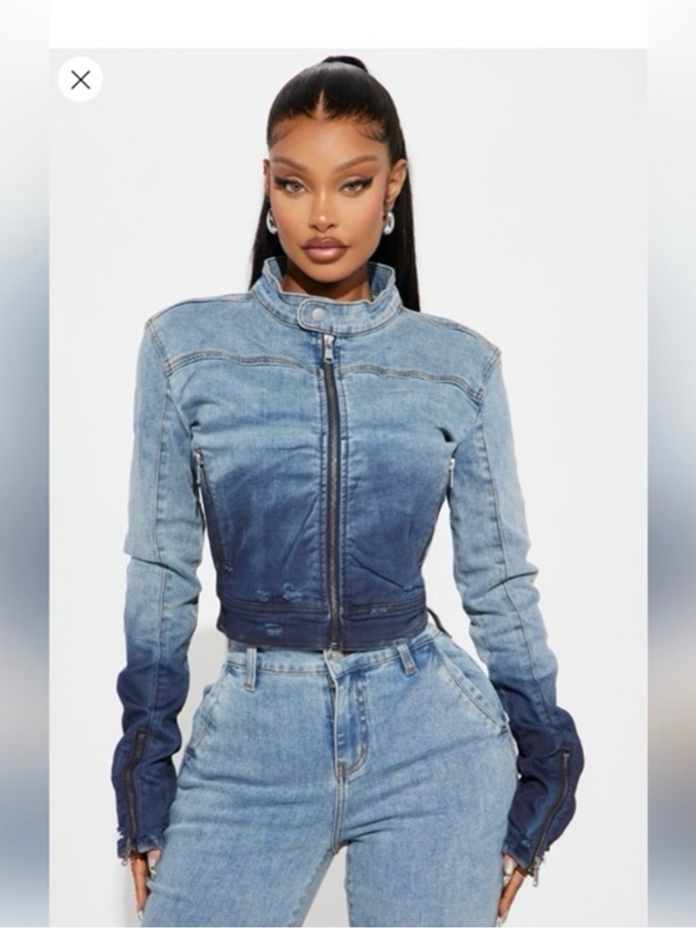 Fashion Nova “Out of Reach” Ombre Denim Jean Jacket